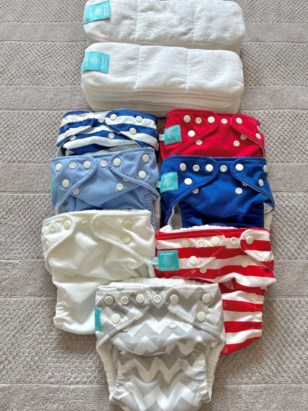 Charlie Banana Reusable Cloth Diapers Bundle - Baby Blue and Red Bundle - 0-36M